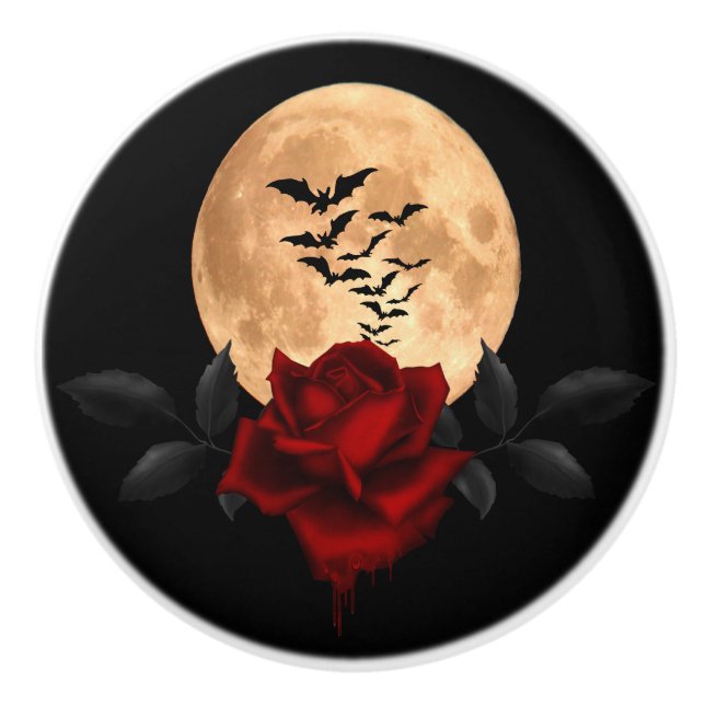 Bleeding Röd ros Fullmoon och Fladdermus Knopp (Framsidan)