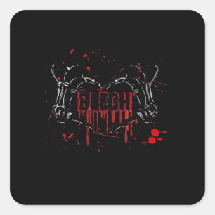 Blegh Breakdown, Skeleton Heart Händer, Emo Band,  Fyrkantigt Klistermärke