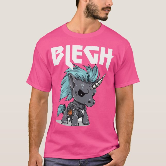 Blegh Heavy Metall Metalcore Unicorn T Shirt (Framsida)