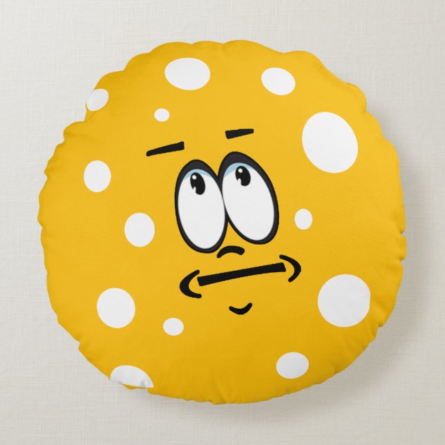bleh emoji throw pillow rund kudde (Framsidan)