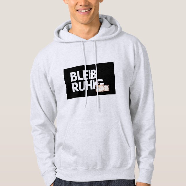 Bleib Ruhig Cute Sleeping Cat german Quote Hoodie (Framsida)