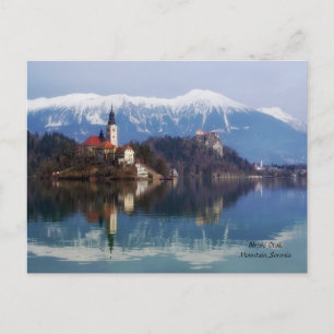 Blejski Otok Mountain, Slovenien Helg Vykort