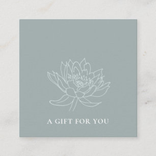 BLEK AQUA BLUE GULD LOTUS BLOMMIGT GIFT CERTIFICAT FYRKANTIGT VISITKORT