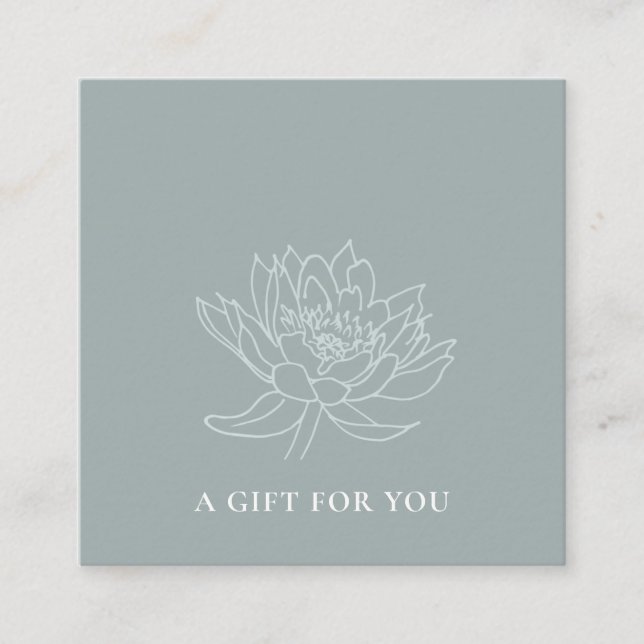 BLEK AQUA BLUE GULD LOTUS BLOMMIGT GIFT CERTIFICAT FYRKANTIGT VISITKORT (Framsida)