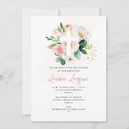 Blek-Baptism i ArtsApp Elegant H2  Rosa ros Inbjudningar