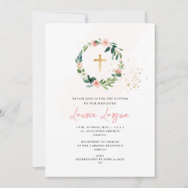 Blek-Baptism i ArtsApp Elegant H2  Rosa ros Inbjudningar