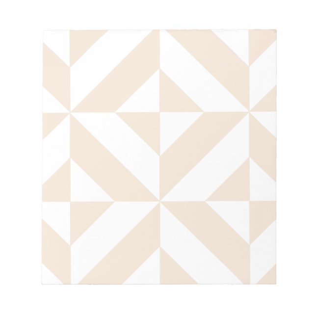 Blek Beige Geometric Deco Cube Mönster Anteckningsblock (Framsida)