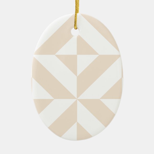 Blek Beige Geometric Deco Cube Mönster Julgransprydnad Keramik (Framsidan)