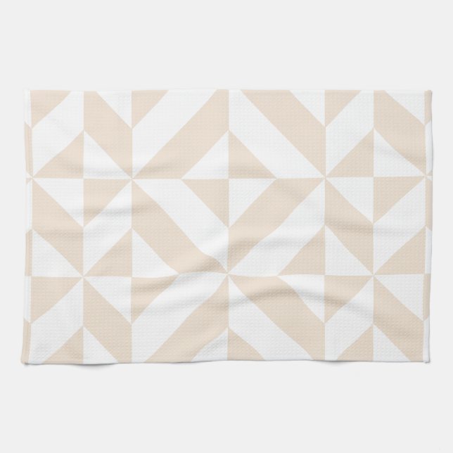 Blek Beige Geometric Deco Cube Mönster Kökshandduk (Horisontell)