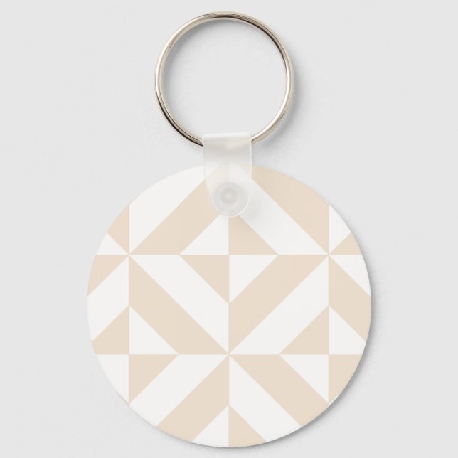Blek Beige Geometric Deco Cube Mönster Nyckelring (Framsida)