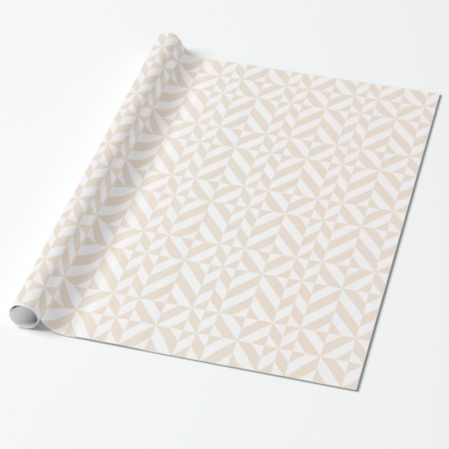 Blek Beige Geometric Deco Cube Mönster Presentpapper (Utrullad)