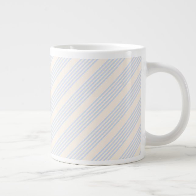 Blek blå och beige fem rand mönster jumbo mugg (Höger)
