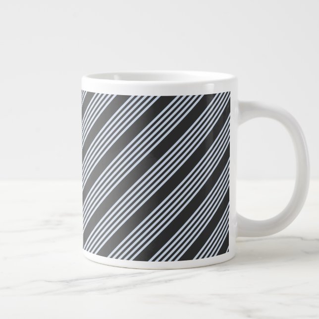 Blek blå och kol fem rand mönster jumbo mugg (Höger)