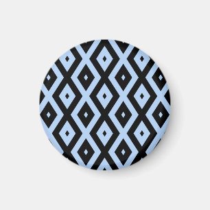 Blek blå och svart romb mönster magnet