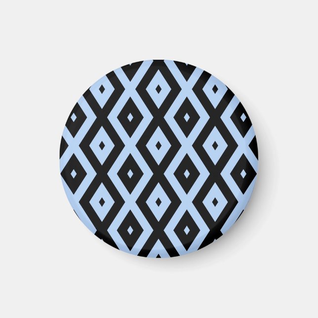 Blek blå och svart romb mönster magnet (Framsidan)