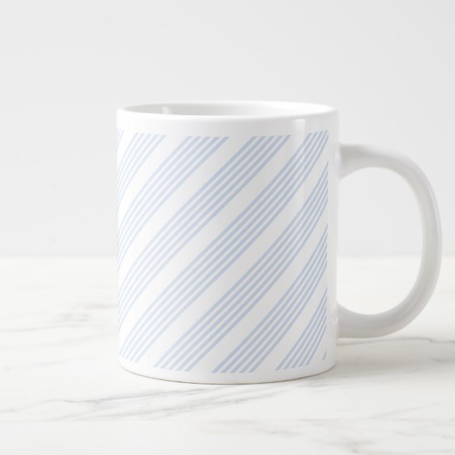 Blek blå och vit fem rand mönster jumbo mugg (Höger)