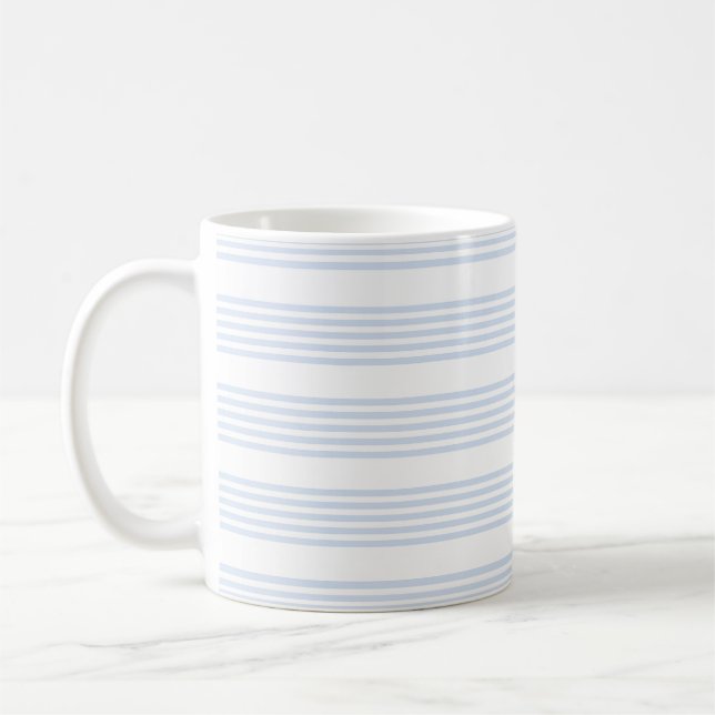 Blek blå och vit fem rand mönster kaffemugg (Vänster)