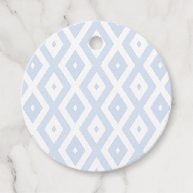 Blek blå och vit romb mönster gåvor etiketter (Framsida)