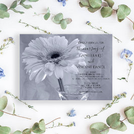 Blek Blåfärgad Gerber Daisy Flower Bröllop Inbjudningar