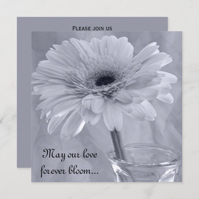 Blek Blåfärgad tonad Daisy Bröllop Inbjudningar (Fram/baksida)