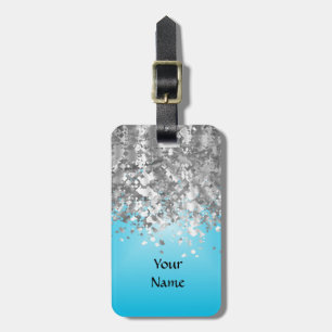 Blek - blått- och fauxglitter bagagebricka