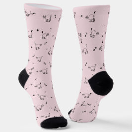Blek blek rosa katt linjärt mönster strumpor