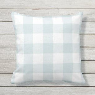 Blek Blue and White Gingham Mönster Checkered Kudde