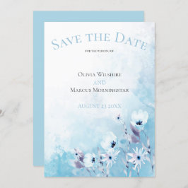 Blek Blue Anemone Garden Spara datum Inbjudningar