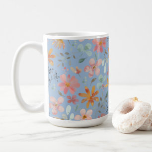 Blek Blue Blommigt Mors dag Kaffemugg