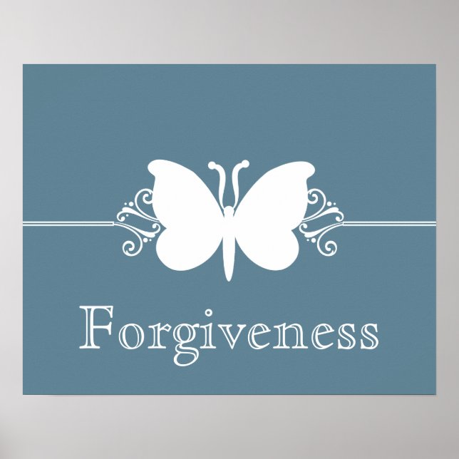 Blek Blue Butterfly Swirls Virtue Poster (Framsidan)