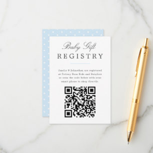 Blek Blue Elegant Baby Gift-register med QR-kod Tilläggskort