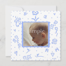 Blek Blue Flower Birement Notice Meddelande