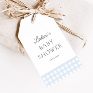 Blek Blue Gingham Classic Boys Baby Shower Favor Presentetikett