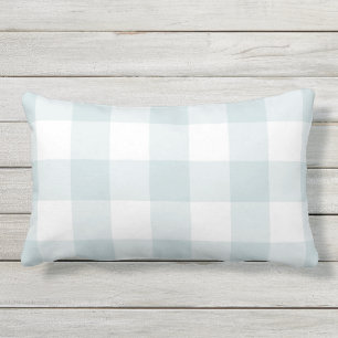 Blek blue Gingham Mönster Checkered Lumbarkudde