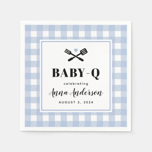 Blek Blue Gingham Play Baby Q Pappersservett (Framsidan)