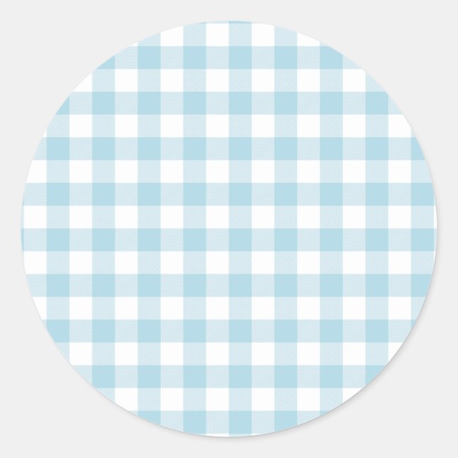 Blek Blue Gingham Runt Klistermärke (Framsida)