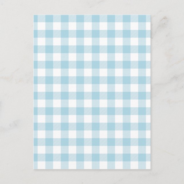 Blek Blue Gingham Vykort (Framsida)