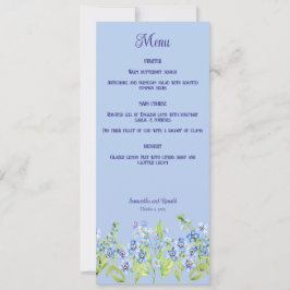 Blek Blue Glöm mig inte Blommor-menykortet Bröllop Inbjudningar