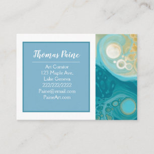 Blek Blue, Guld, Teal, turkos Marble Art Visitkort