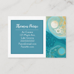 Blek Blue, Guld, Teal, turkos Marble Art Visitkort
