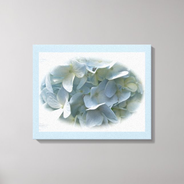 Blek Blue Hydrangea Flowers Canvastryck (Framsida)