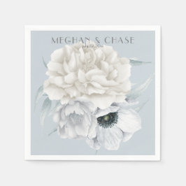 Blek Blue Ivory Cream Blommigt Visning Pappersservett