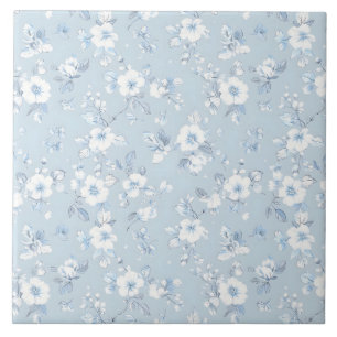 Blek Blue Land stil blommönster Kakelplatta