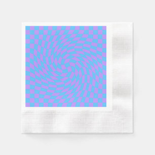 Blek Blue & Lavender Waved Checkered Mönster Pappersservett