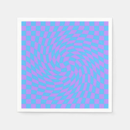 Blek Blue & Lavender Waved Checkered Mönster Pappersservett