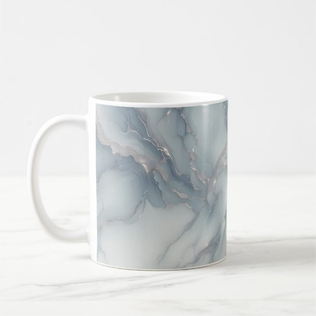 Blek Blue Marble Mugg med Silver Veins (Vänster)