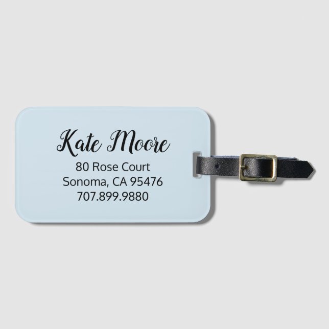 Blek Blue med Namn Bagagebricka (Framsida horisontal)