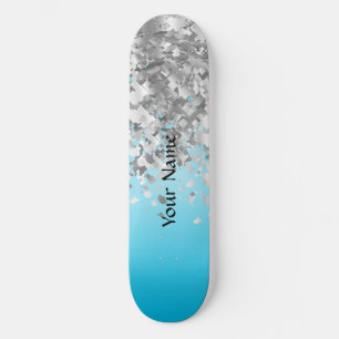 Blek blue och faux glitter skateboard bräda 20,5 cm