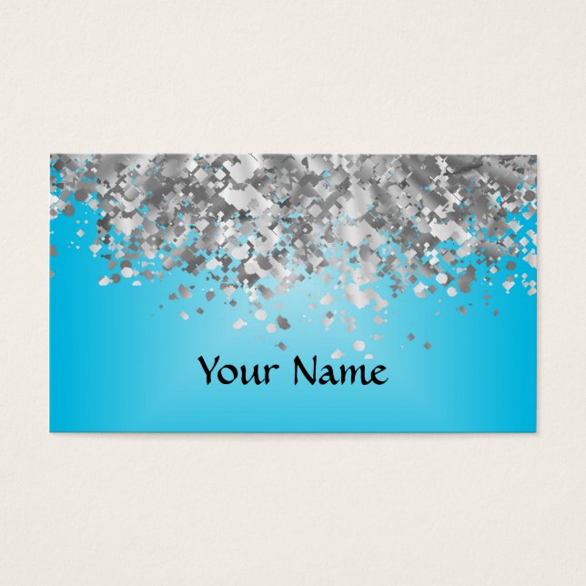 Blek blue och faux glitter visitkort (Framsidan)