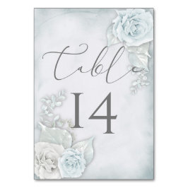 Blek Blue och Vit ros Bröllop Bordsnummer